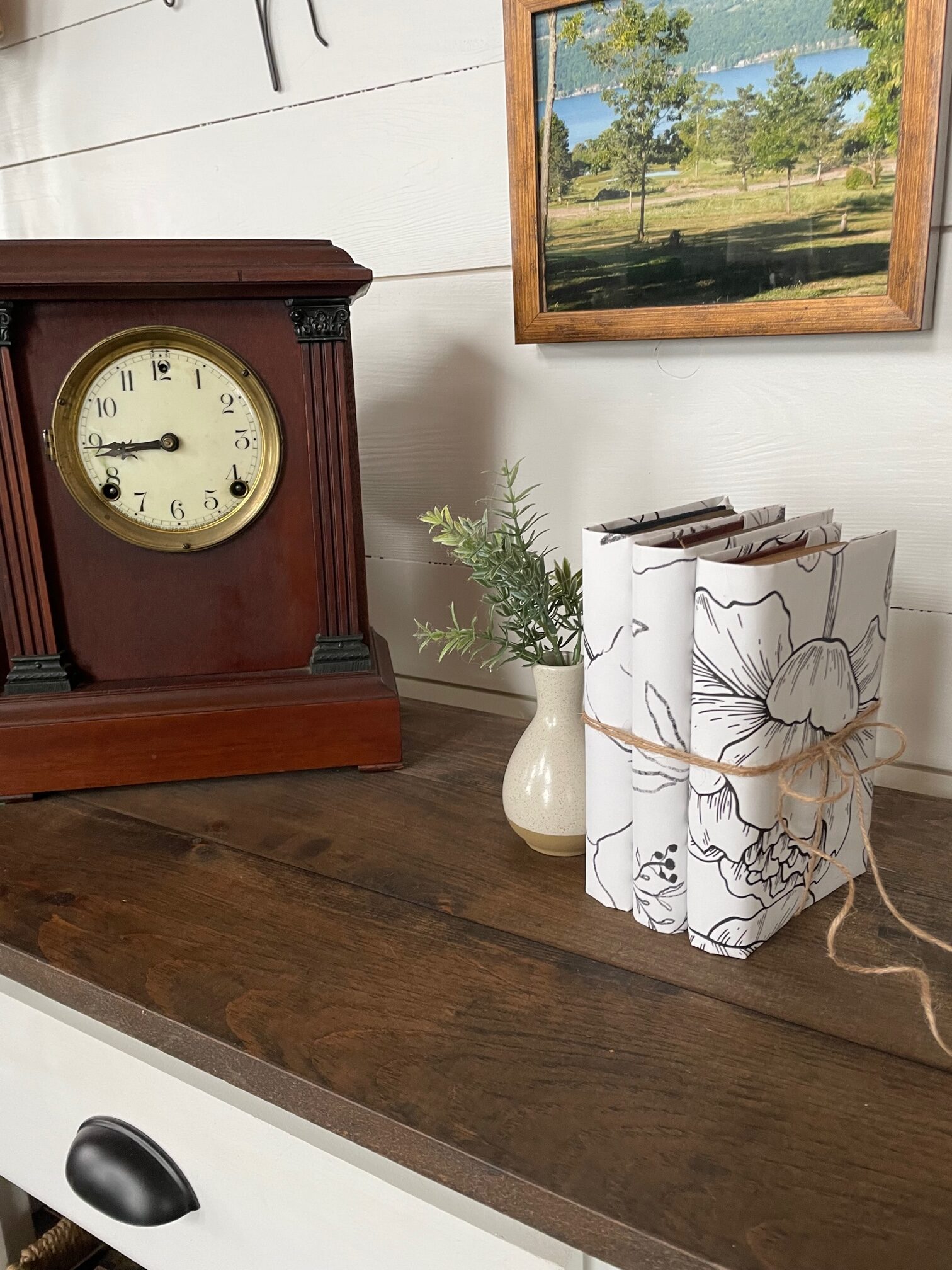 Wrapped books as DIY home decor