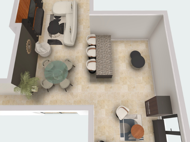 Open floor plan rendering